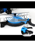 Close-up of adjustable angle guide on Professional Grade Heavy Duty 2600W Belt Drive Miter Saw for precise cuts.