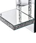 Fresh Beveled Silver Mirror Wall Candle Sconce Holder Set Of Two, crystal shelf detail with sleek mirrored surface.