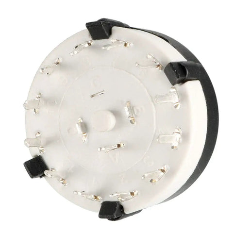Back view of Pole 12 Position Band Channel Rotary Switch Selector for Radio TV and Industrial Equipment, showing 13 contact pins