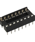 Close-up of a 16-pin DIP IC socket adapter solder type, 2.54mm pitch with durable plastic, part of 30 Pack for DIY projects.