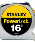 Powerlock Tape Measure 16 Ft Pro Grade With True Zero And 3/4 Inch Blade in closed chrome ABS case.