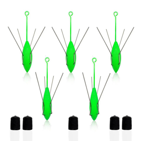Five Piece Sputnik Sinker Weights For Saltwater Surf Casting And Catfishing, Heavy Duty Long Tail Spider Sinkers, green, 2 oz