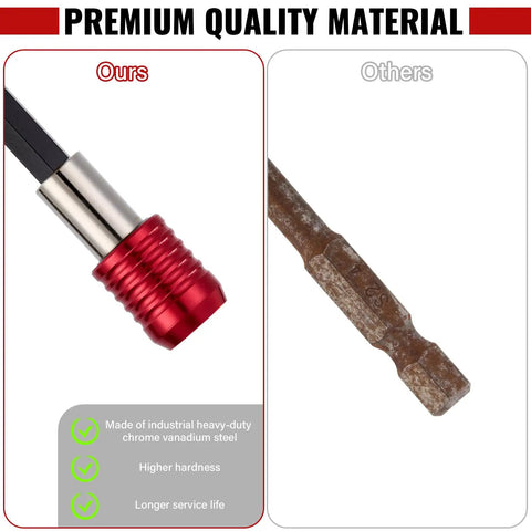 Comparison of Magnetic Drill Bit Extension Set Four Piece Kit with anti-corrosion coating and a rusted drill bit.