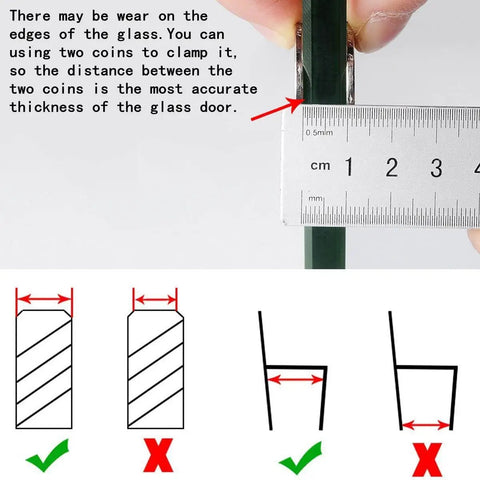 Guide for measuring glass thickness for Shower Door Seal Strip For Frameless Glass, 120 Inch Cuttable Length, 20mm Water Retaining Edge