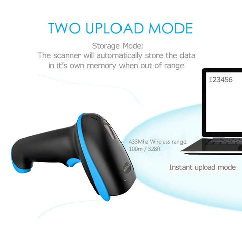 Wireless 2D Barcode Scanner With Stand For Screen Scanning And Handheld Use CMOS Imager Long Range Portable USB Barcode Reader