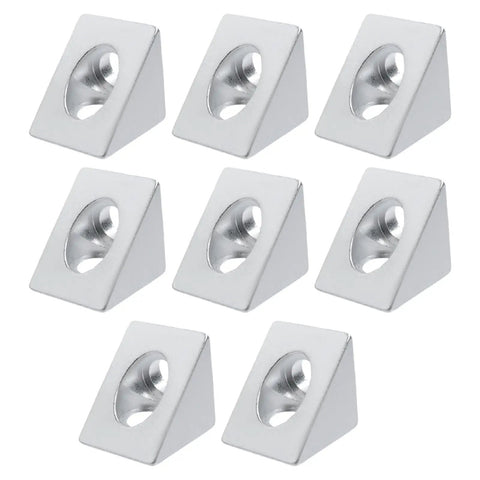 Two Way Triangle Corner Bracket For 2020 Aluminum Extrusion Frame, 8 Pack 20x20x20mm Connectors, Aluminum Alloy, Silver