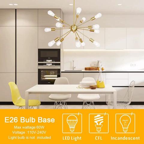 Sputnik 15 Light Brushed Brass Chandelier Modern Pendant Lighting With Industrial Vintage Mid Century Flair Gold Ceiling Light Fixture in kitchen