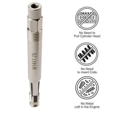 Back Tap Spark Plug Thread Repair Tool For M14x1.25 Stripped Threads, No Head Removal, Debris Free Engine Safe Design