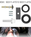 Straight Shooter 8 Inch Clamshell Axle Bearing Puller Tool Kit for Toyota 4runner Tacoma FJ Cruiser Rear Diff Housing Handle Cv Axles Easy Installation Save Time and Money Today with No Damage To Parts. OEM axle bearing puller kit with seals, bolts, and adapter parts for Toyota rear differential housing