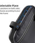 On Frame Bike Triangle Bag With Dual Sided Pockets 1.5L Capacity shown with adjustable straps and sleek black design for bikes