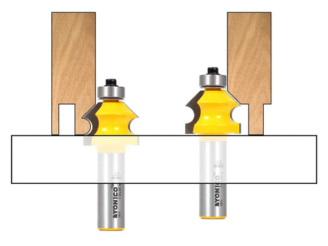 Bead And Bevel Wainscoting Router Bit For Tongue And Groove Boards Half Inch Shank Bead Detail Premium C3 Micro-Grain Tungsten Carbide Blades