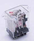 2 Pack AC 110V DPDT Power Relay with LED Indicator JQX-13F-DZ-AC110V 8-Pin 10A, transparent housing, close-up view