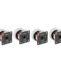 Hella Durable Four Pack Leveling Casters Featuring Retractable Workbench Wheels And Height Adjustable Rubber Feet For Game Changing Garage Setup With 360 Degree Swivel Rotation, black and gray steel casters with rubber feet.
