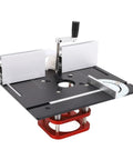 Shop Ready Router Table Base With 51mm Stroke Manual Lift For 64 To 66mm Motors featuring a sleek aluminum and steel design.