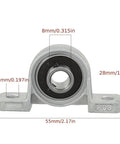 Top Shelf Zinc Alloy Pillow Block Bearings Include Self Aligning Mounted Support For 8mm bore, zinc housing, steel insert, shop repair