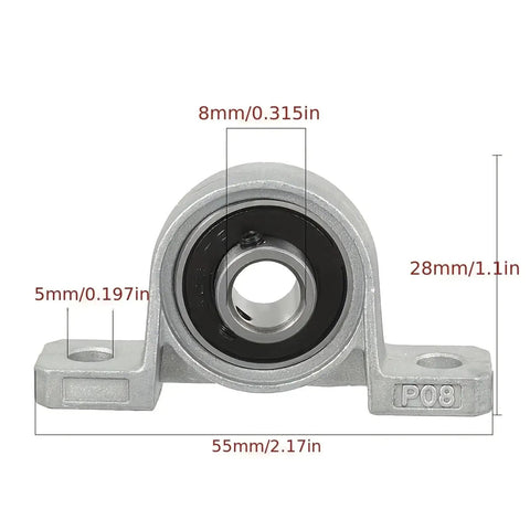 Top Shelf Zinc Alloy Pillow Block Bearings Include Self Aligning Mounted Support For 8mm bore, zinc housing, steel insert, shop repair