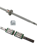 12mm SFU1204 Ballscrew Kit with MGN12 rail and nut housing for DIY CNC machine, visible screw end processing.