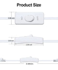 Long Indoor Extension Cord With Switch On Off 3 Prong 18 AWG 6.56 Foot Length NEMA 5-15P To NEMA 5-15R SVT Wire White, product size view