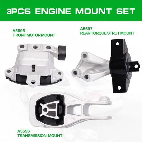 3-Piece Bolt In Engine And Transmission Mount Kit For 2012 2018 Sonic 1.8L L4 Auto Transmission Replacement Of OE A5595 A5596 A5597