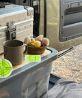 Mini Acrylic Bubble Spirit Level Pack With Hella Precise Degree Markings for outdoor table leveling beside fruit bowl.