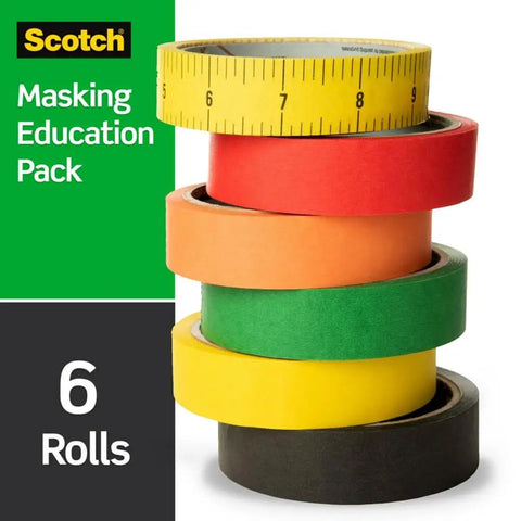 Colored Masking Tape Set, Six Colorful Rolls For Classroom Organization And School Projects, Color Coding And Labeling