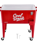 80 Quart Rolling Ice Chest With Divider And Bottle Opener Keeps 110 Cans Or 50 Bottles Cold On The Go Party Ready Portable Patio Beverage Cooler Cart With Four Swivel Casters Two Brakes Red