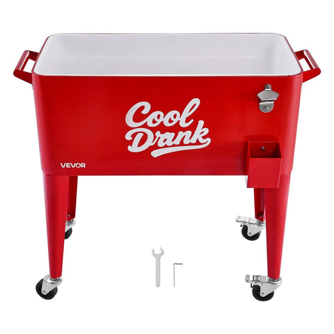 80 Quart Rolling Ice Chest With Divider And Bottle Opener Keeps 110 Cans Or 50 Bottles Cold On The Go Party Ready Portable Patio Beverage Cooler Cart With Four Swivel Casters Two Brakes Red