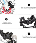 Heavy Duty Pair Of Mechanical Disc Brakes For Mountain And Road Bikes Aluminum Caliper on bike, showing black finish and design details.