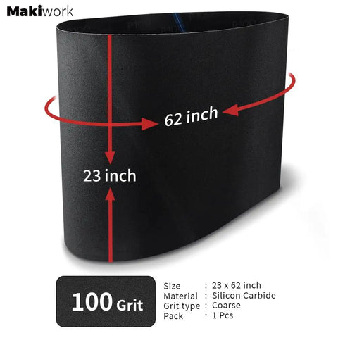 Drum Sander Feed Belt For 22-44 Pro Drum Sander, 23 Inch Width By 62 Inch Circumference, Silicon Carbide Belt, 100 Grit
