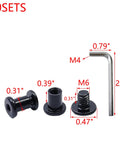 Dead Simple Stainless Steel Hex Drive Binding Post Screw Kit With Barrel Nuts And Allen Wrench For Furniture Assembly And Diy Projects with measurements.