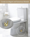 Bathroom scene with toilet fitted with 2 Pack Ceramic Gold Bird Toilet Bolt Caps Universal Fit Replacement Toilet Screw Covers Durable Ceramic.