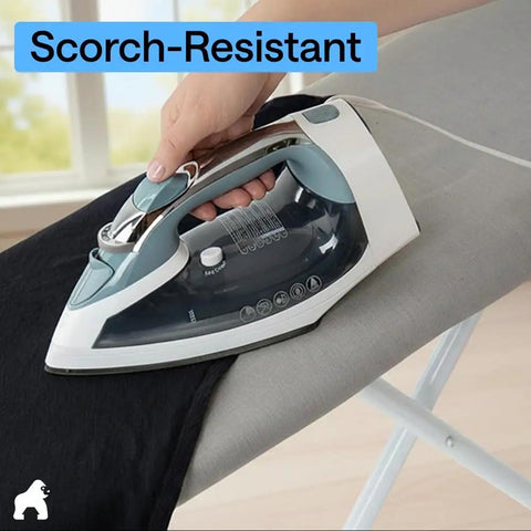 Iron gliding on heavy duty ironing board cover and pad with silicone coating, heat resistant up to 400 degrees, silver 15x54.