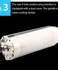 Rock Solid 5.5 Kilowatt Water Cooled Spindle Motor Packs Hella Smooth Performance At 24000 Rpm High Speed For Cnc Routers showing rear 4-hole aviation plug.