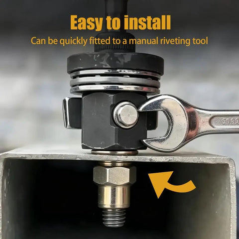 Heavy Duty Head Rivet Nut Tool Kit With 6 Pliers And 60 Carbon Steel Press-In Nuts For Fasteners Size M3 To M10 Makes Any DIY Job Super Easy And Smooth, wrench setup on steel tube