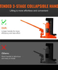 Heavy Duty Hydraulic Toe Jack Offering Five Ton Lift And Ten Ton Top Hoist For Shops And Factories with extended 3-stage handle