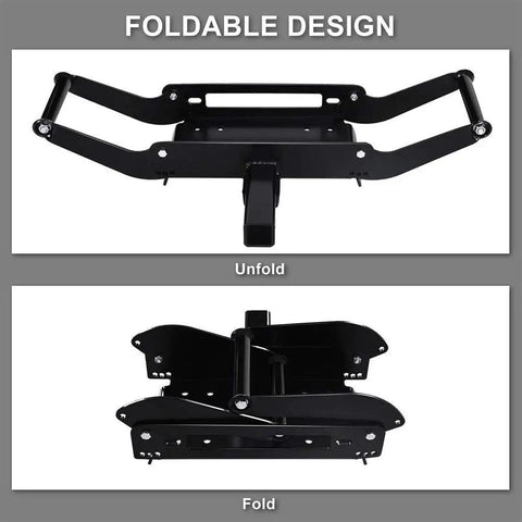 Foldable design of 5500 Lb Twelve Volt Electric Winch For ATV UTV Towing Kit With Synthetic Rope One Quarter Inch By Thirty Feet