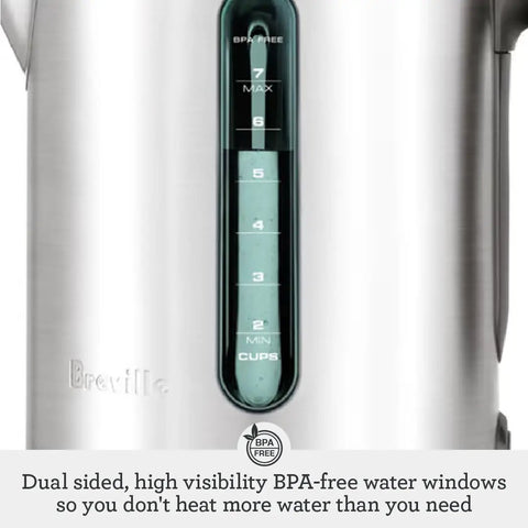 Soft Top Pure Hot Water Kettle With Easy Pour, Soft Grip Handle, 7 Cup Capacity, Brushed Stainless Steel, Dual Water Windows