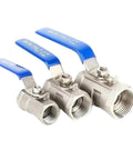 Heavy Duty Stainless Steel Ball Valve For Plumbing Lines Features A Crank Style Handle in a set of three different sizes.