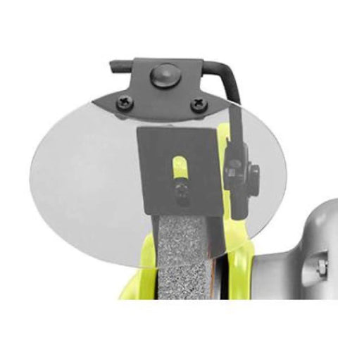 Close-up of a protective guard on Boss Grade Six Inch Angle Grinder With Hella Bright Led Work Light And Reliable Voltage Sensor.