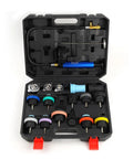 Universal Cooling System Pressure Tester Kit And Radiator Vacuum Refill Set With 18 Pro Shop Color Coded Adapters in durable storage case.