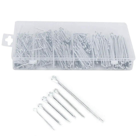Heavy Duty Cotter Pin Assortment Kit With 555 Split Pins And Durable Case for Industrial Maintenance, showcasing various sizes of split pins.
