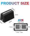 Universal Fader Knobs Replacement Rubber Caps dimensions with 4mm to 8mm hole fit, shown in black, thick grippy rubber.
