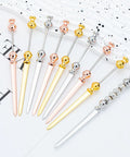 Colorful set of Six Pack Beadable Envelope Slitters For DIY Projects, showing stainless steel letter opener knives, silver.