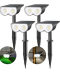 Outdoor Solar Spotlight 16 LEDs IP67 Waterproof Auto On Off Landscape Lights, 4 Pack, wall and ground mount options, cool white