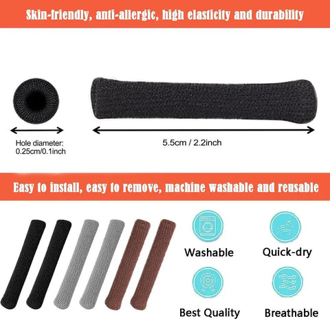 Soft Knitting Cotton Glasses Ear Cushions For Ultra Comfy Wear With Anti Slip Elastic Grips Eyewear shown in black size.