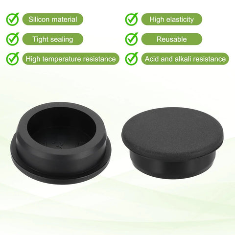 Silicone Hole Plugs Eight Pack 43.5mm High Temp T Type Rubber Stoppers for 42 to 43.2mm holes with specifications shown.