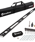 Butt Hinge Template Kit With Fully Adjustable Router Jig DIY Friendly And Handles All Hinge Sizes And Positions From 2 Feet 6 Inches To 9 Feet Quick Accurate Square Or Radius Hinge Routing For Wood Doors And Frames, shown with carry bag and accessories