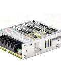 Rock Solid Heavy Duty 50W 24V Switching Power Supply Ultra Slim 1U Frame showing metal casing and fanless design for tech projects.