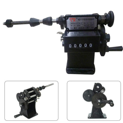Manual Dual Purpose Coil Winding Machine With Mechanical Counter 0 To 99999 US Stock Rugged Steel Gears Ergonomic Handle Ready To Roll For Transformers Motors And Hobby Coils Precise User Friendly, front view