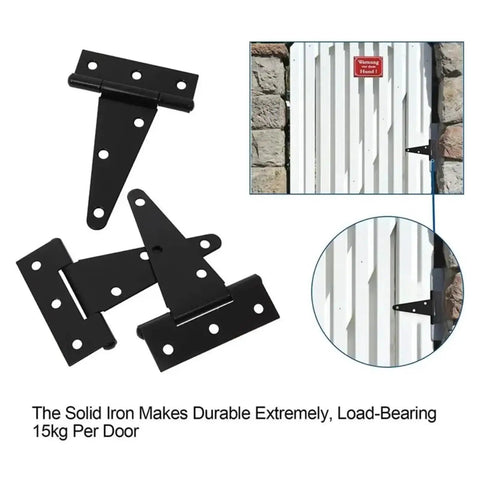 Heavy Duty 3 Inch 4 Inch 6 Inch T Shaped Door Hinges With Screws Rustproof Metal Wrought Hardware 270 Degree Opening Built To Last